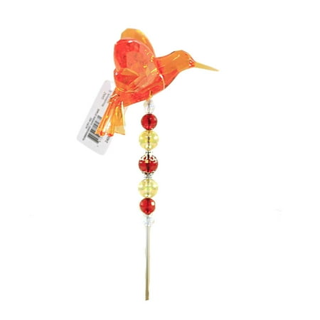 Crystal Expressions Bird Garden Stake Faceted Indoor Plant Decor Acry452 Orange
