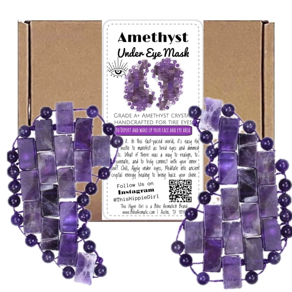 Crystal Under Eye Mask  Amethyst Cooling Eye Mask for Puffiness, Dark Circles & Relaxation  Handcrafted Gemstone Facial Tool by This Hippie Girl (Amethyst)