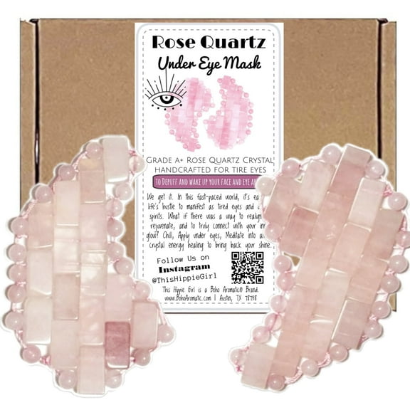 Crystal Under Eye Mask Rose Quartz Cooling Under Eye Mask for Puffiness, Dark Circles & Relaxation Handcrafted Gemstone Facial Tool by This Hippie Girl (Rose Quartz)