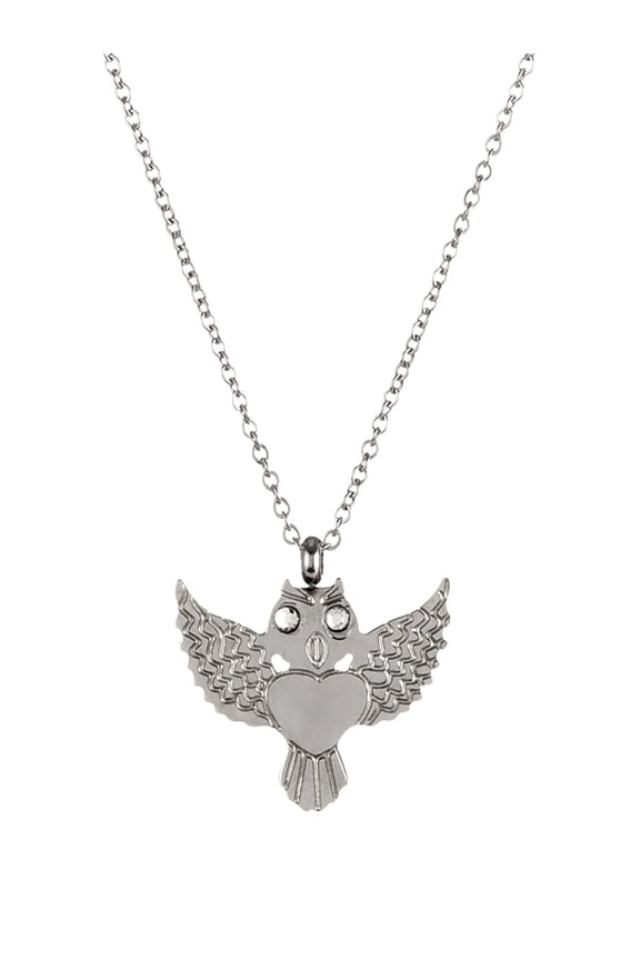Women's Polished Owl Shaped Steel Necklace - 18"