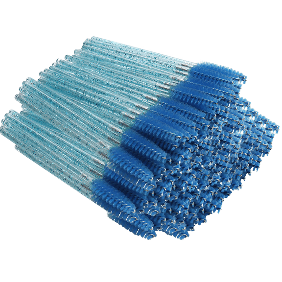 Crystal Eyelash Brush, Disposable Mascara Wands, Lash Spooly Brushes for Eyelash Extensions, Eyebrows Supplies,Blue