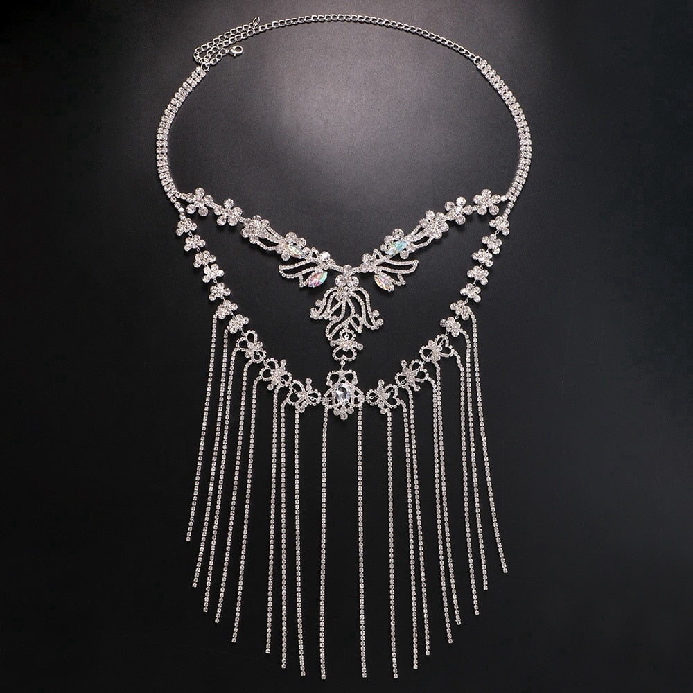 Crystal Face Chain Costumes Halloween Mask for Women Headpiece Tassel Hair Jewelry Face Jewelry Rhinestone