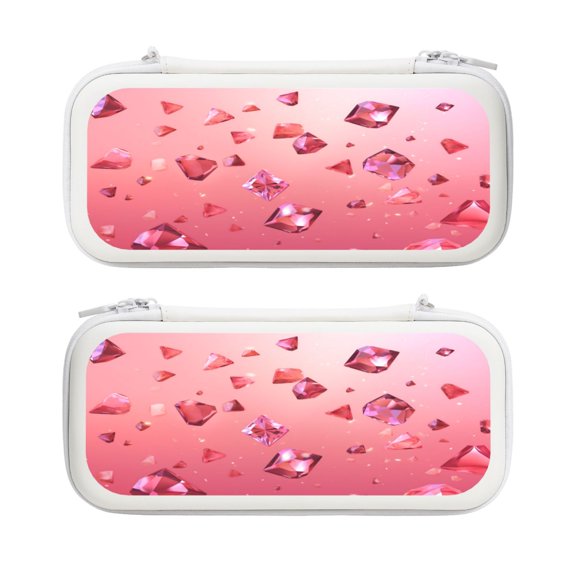 Crystal Falling, Carrying Case For Nintendo Switch & OLED Version, Eva Lightweight Shockproof Protective Pouch Case for Game Console & Accessories with 10 Game Card Slot & Wristband, White