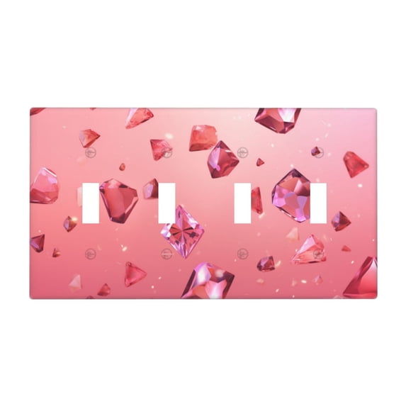 Crystal Falling Switch Cover Decorative Wall Plate / 4-Gang 4-Toggle / Standard Size 4.5x8 in