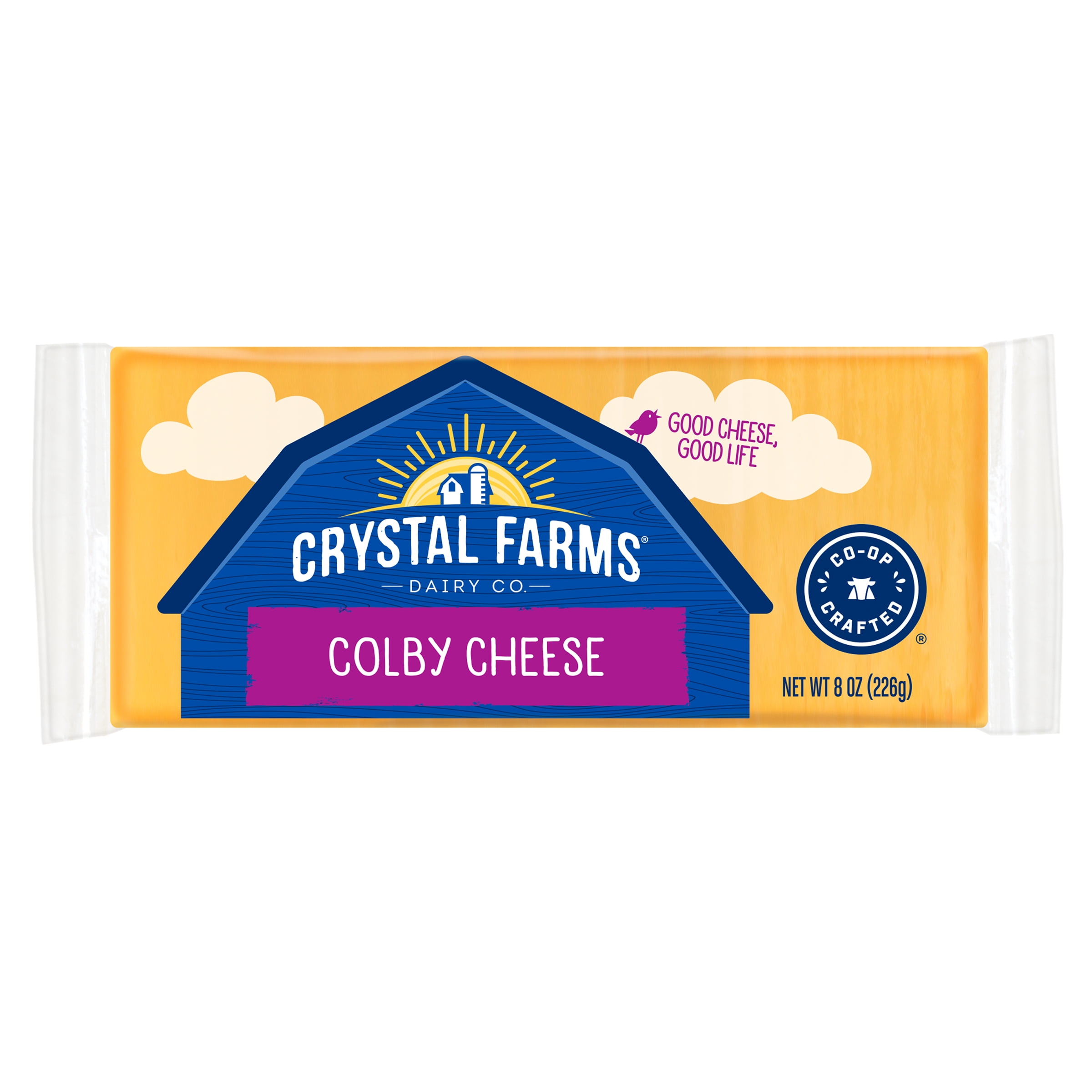 Crystal Farms Colby Block Cheese, 8 oz., Refrigerated, Plastic Pack