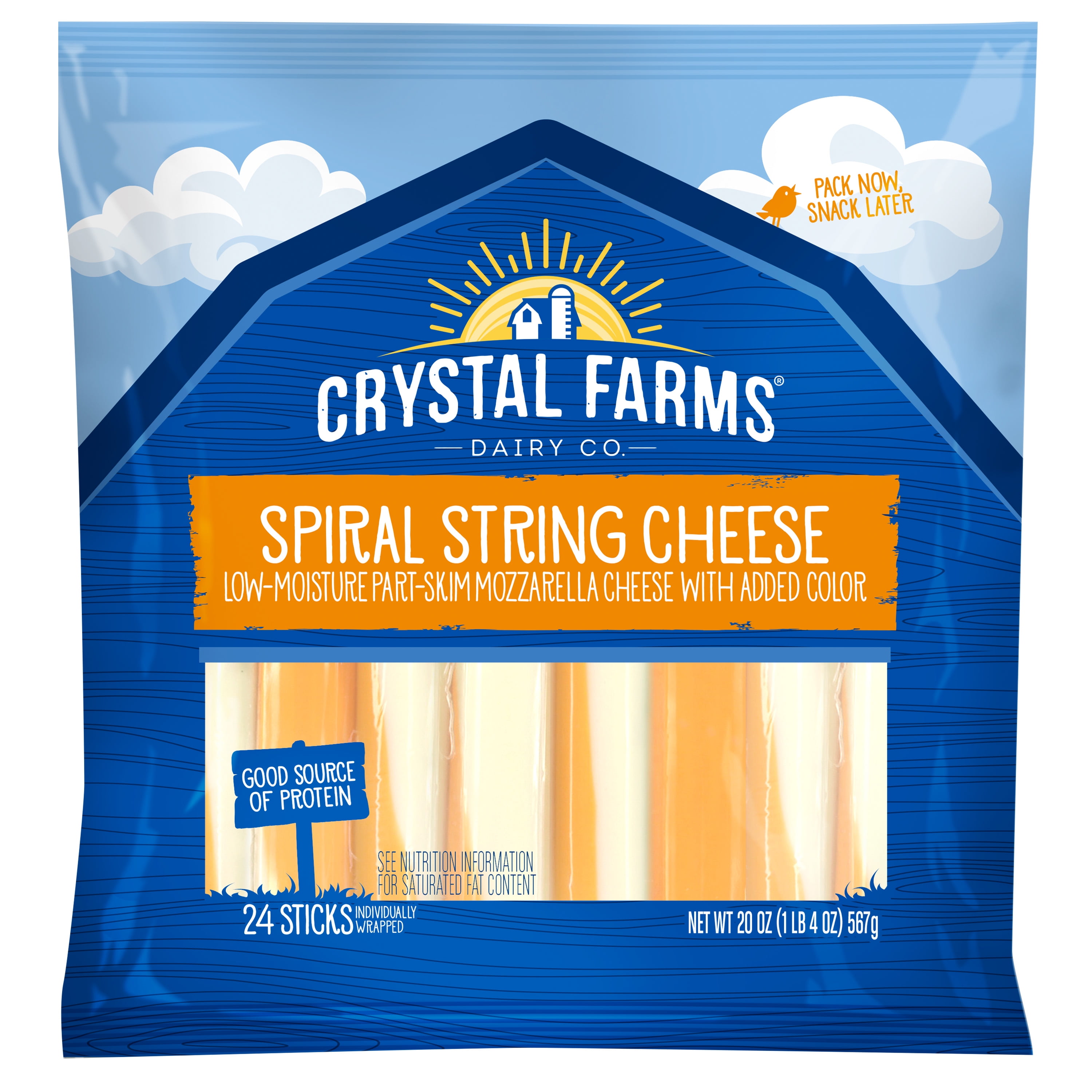 Crystal Farms LowMoisture PartSkim Mozzarella Spiral String Cheese