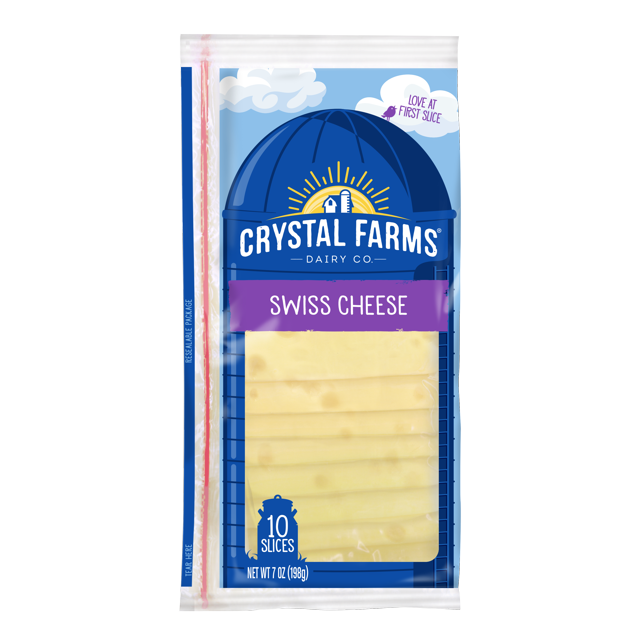 Crystal Farms Swiss Sliced Cheese, 7 oz, 10 Count
