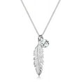 thumbnail image 1 of Crystal Feather Pendant Necklace, Silver Necklace for Women, Silver Chains for Women, Jewelry for Women, 1 of 6