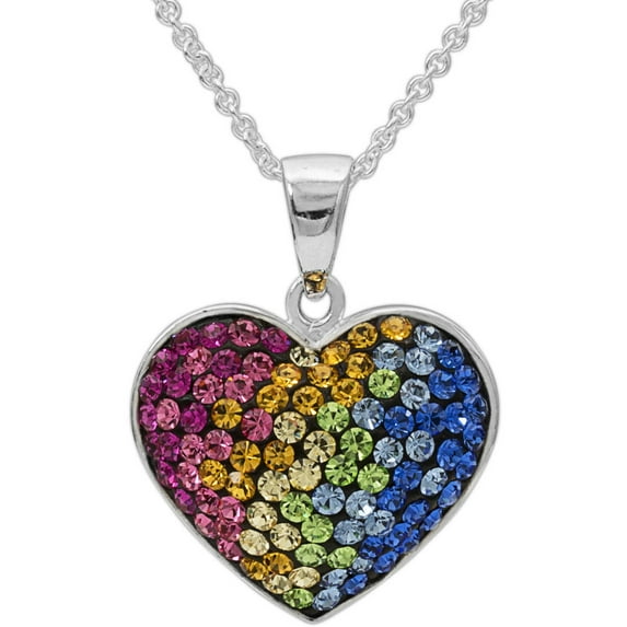 Brilliance Fine Women's Crystal Silver-Tone Heart Pendant Necklace with 18-Inch Chain