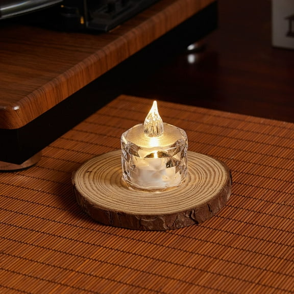 Crystal Flameless Candle Light, 1PCS Battery Operated LED Candles, Romantic Flameless Pillar Candles for Valentines Proposal Anniversary Wedding Christmas Decorations Birthday Gift( D 1.4" x H 2.0")