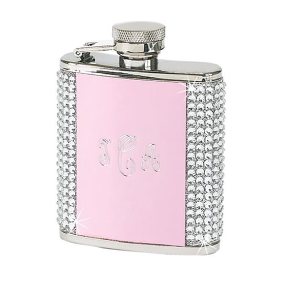 Crystal Flask with pink plates