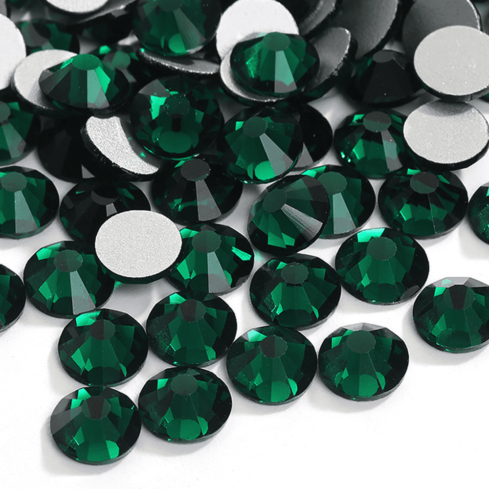 1100Pcs Dark Dark Green Nail Art Rhinestones Crystal,HOINCO 3D Rhinestones  Gems Jewels Diamond,100 Diamonds + 1000 Round Beads, Crystals 3D Flat Back
