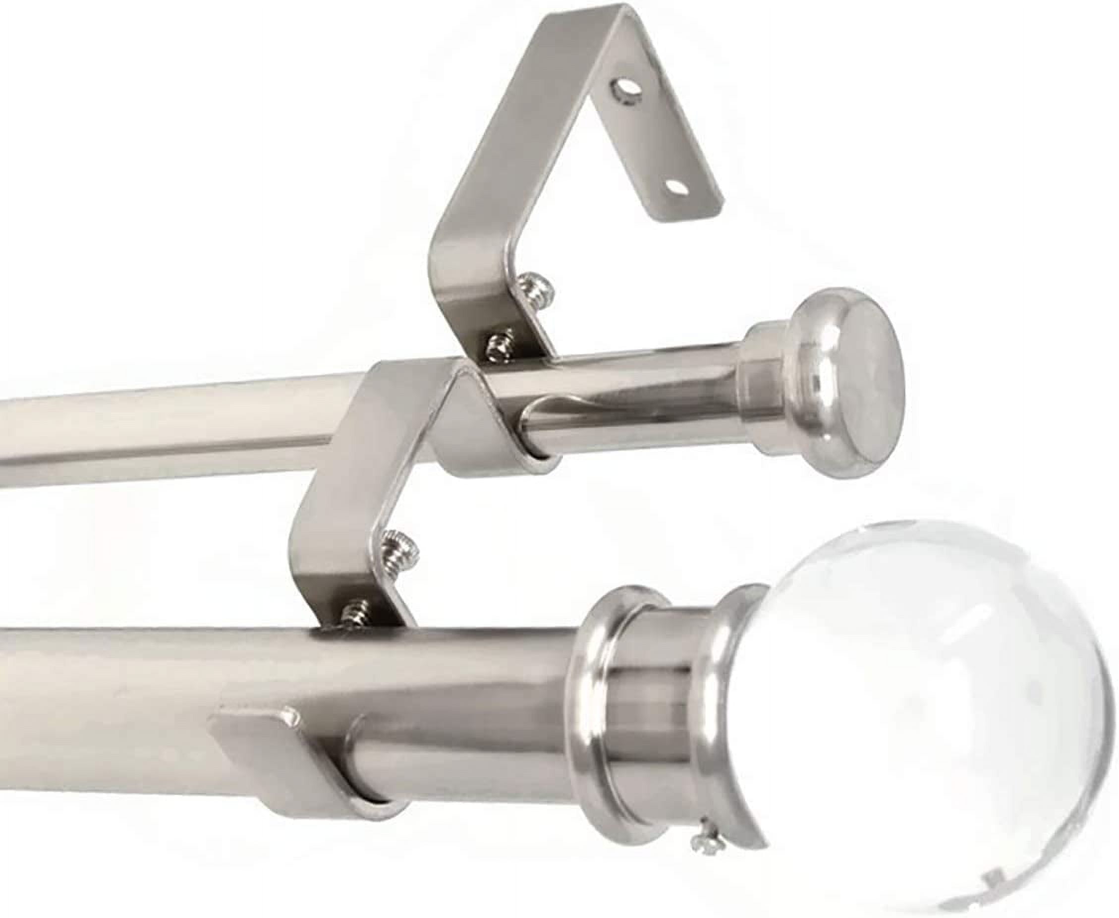 Crystal Flat Button 1" 5/8" Double Drapery Curtain Window Rod Set 84