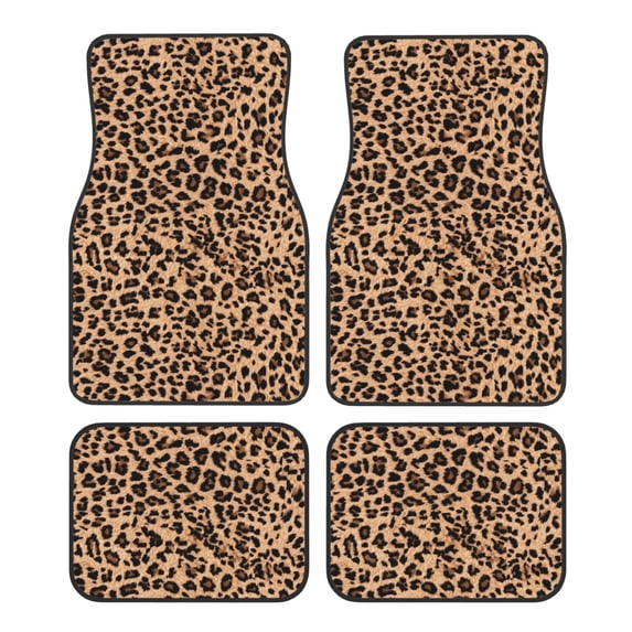 Crystal Fleece Car Floor Mats Set Of Four - Bottom Injection Molded For Easy Installation To Prevent Interior Contamination Suitable For Most Cars Animal Leopard Pattern (2)