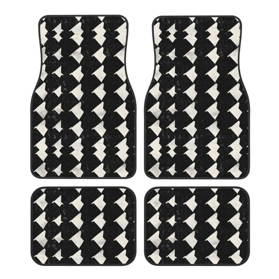 Crystal Fleece Car Floor Mats Set Of Four - Bottom Injection Molded For Easy Installation To Prevent Interior Contamination Suitable For Most Cars Black Houndstooth Vintage Texture_3