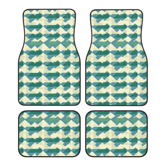 Crystal Fleece Car Floor Mats Set Of Four - Bottom Injection Molded For Easy Installation To Prevent Interior Contamination Suitable For Most Cars Lightseagreen Colorful Houndstooth_1
