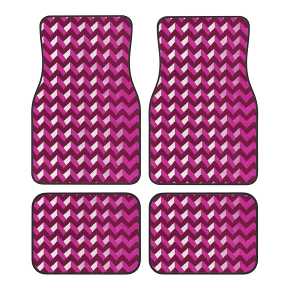 Crystal Fleece Car Floor Mats Set Of Four - Bottom Injection Molded For Easy Installation To Prevent Interior Contamination Suitable For Most Cars Magenta Houndstooth_2