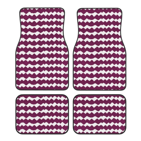 Crystal Fleece Car Floor Mats Set Of Four - Bottom Injection Molded For Easy Installation To Prevent Interior Contamination Suitable For Most Cars Magenta Houndstooth_3
