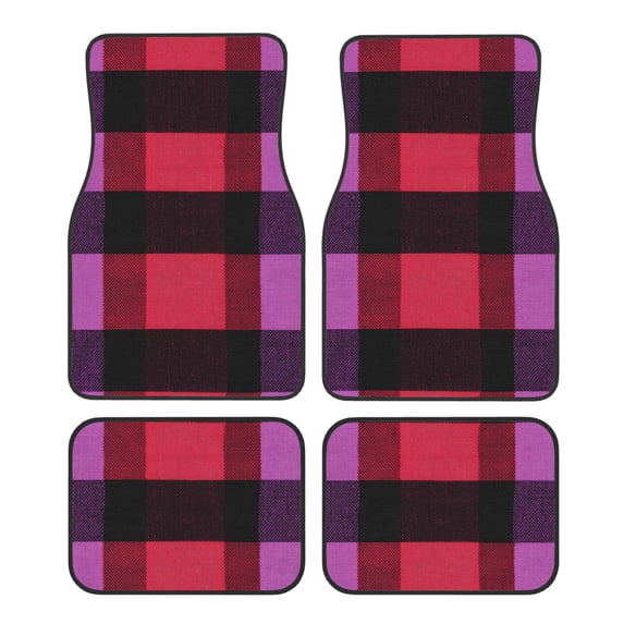 Crystal Fleece Car Floor Mats Set Of Four - Bottom Injection Molded For Easy Installation To Prevent Interior Contamination Suitable For Most Cars Palevioletred Buffalo Plaid Check Tartan Scotland_3