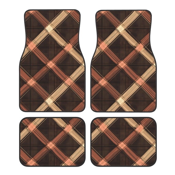 Crystal Fleece Car Floor Mats Set Of Four - Bottom Injection Molded For Easy Installation To Prevent Interior Contamination Suitable For Most Cars Rosybrown Buffalo Plaid Check Tartan Scotland_3