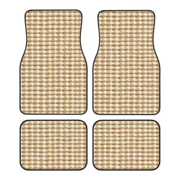 Crystal Fleece Car Floor Mats Set Of Four - Bottom Injection Molded For Easy Installation To Prevent Interior Contamination Suitable For Most Cars Tan Houndstooth Vintage Texture Hand-Drawn Sketch_1