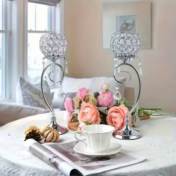 Crystal Floating Candle Holders Metal Base Wedding Centerpiece Decor