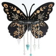 thumbnail image 1 of Crystal Floating Shelf Wooden Crystal Display Shelves Butterfly Pagan Crystal Trinket Holder Stand with 3pcs Pendulum Chain for Hanging Essential Oil Spiritual Wall Decor Gift Black 8x6Inch, 1 of 9