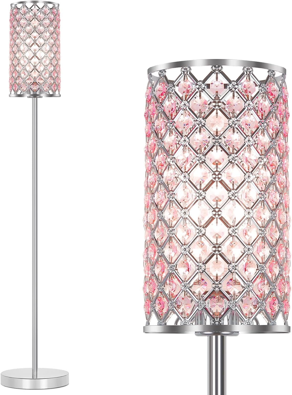 Crystal Floor Lamp, Modern Standing Lamp with Elegant Shade, LED Floor ...