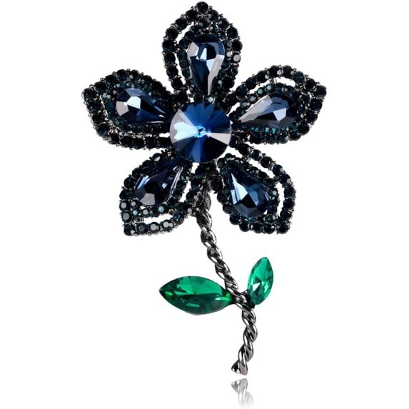 Crystal Flower Brooch Pin for Women Cubic Zirconia Floral Lapel Pin Corsage Badge Scarf Buckle for Cloth Dress Suit Accessories Jewelry