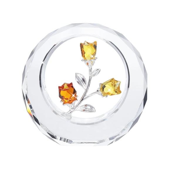 Crystal Flower Bud Ornament Figurine Collectible, Crystal Ornament Decorative GiftCenterpieces for Home DecorsYellow