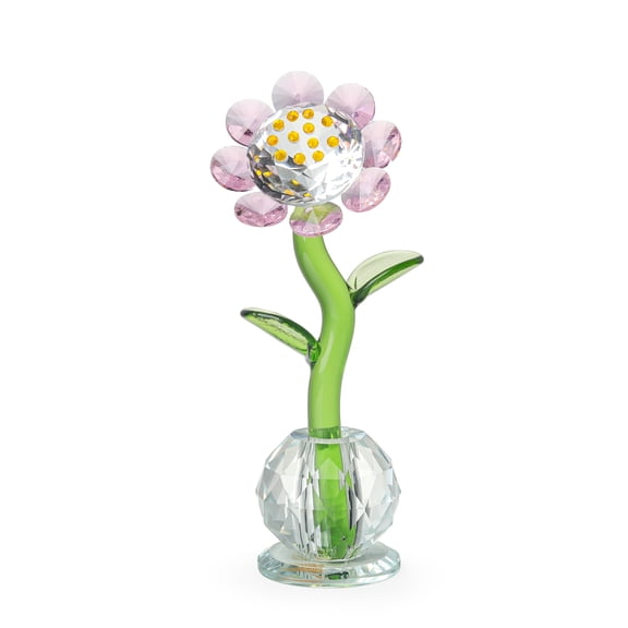 Crystal Flower Figurine Ornament Glass Flowers Paperweight Lady Gift Birthday Party Table Decor,Pink