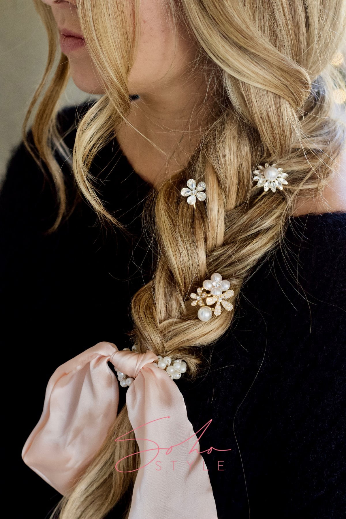 Crystal Flower Hair Pin Stick