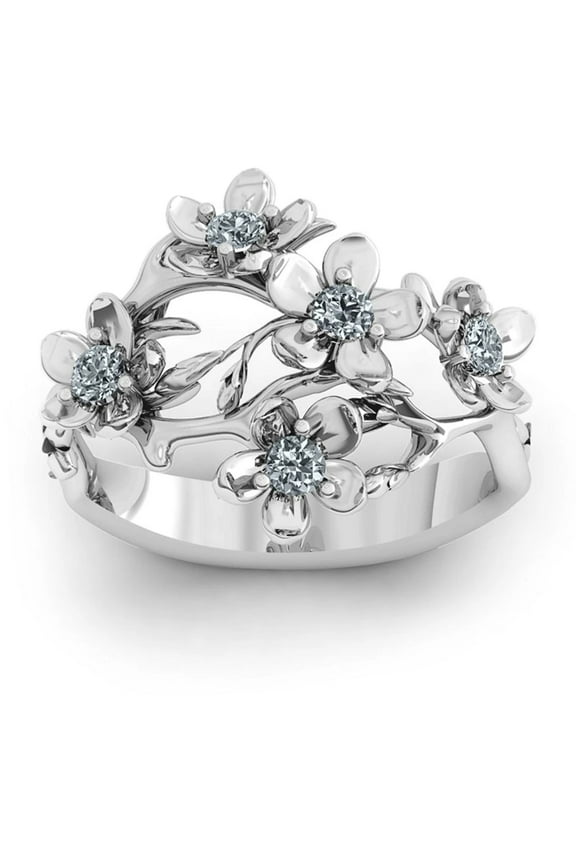 Crystal Flower Ring Round Zirconia Creative Design Romantic Anniversary Gift Rings Women High Quality Fashion Accessories