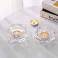 thumbnail image 1 of Crystal Flower Tealight Candle Holder | Glass Tea Light Candlestick, Transparent Crystal Vase, Decorative Centerpiece for Home, Wedding, Party, 9x4.2cm or 12x4.5cm, 1 of 7