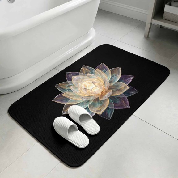 Crystal Flowers Washable Area Rugs for Living Room Bedroom, Large Non Slip Indoor Floor Carpet Absorbent Low Pile Vintage Colorful Petals Floral Plants Door Mat Rugs for Bathroom Entryway 47.2"x63"