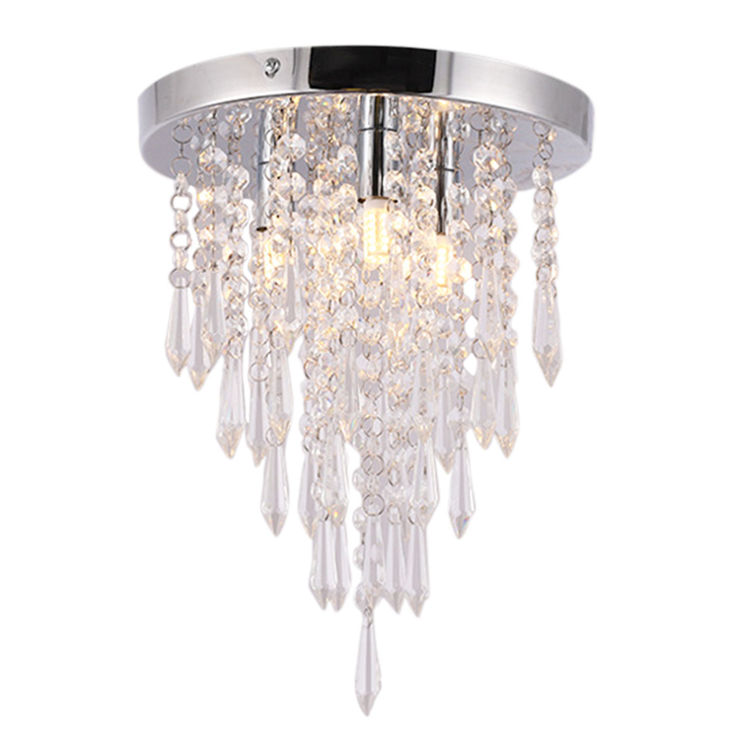 Crystal Flush Mount Ceiling Light Fixture, 3Light Raindrop Crystal