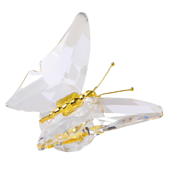 Crystal Flying Butterfly with Crystal Base Figurine Collection Cut Glass Ornament Statue Collectible Decors Gift