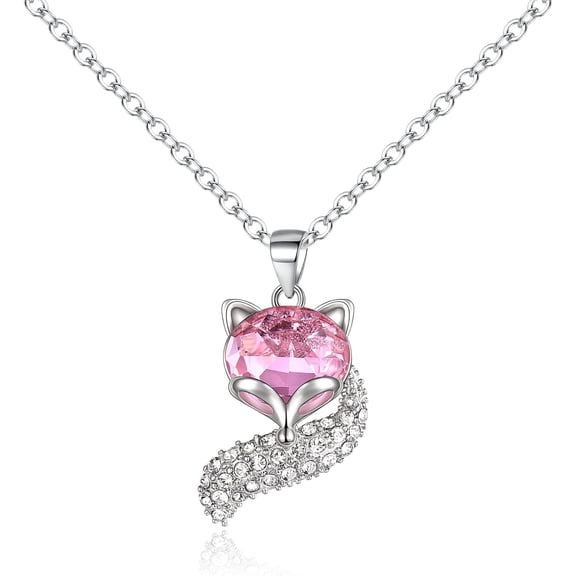 Crystal Fox Necklace Cubic Zirconia Cute Head And Tail Animal Fox Jewelry For Women[Z2981]