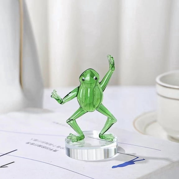 Crystal Frog Figurines Glass Decor Animal Figurines, Frog Gifts for Women Collectible Figurines Paperweights Birthday for Mom FriendsFrog Pushing Palms