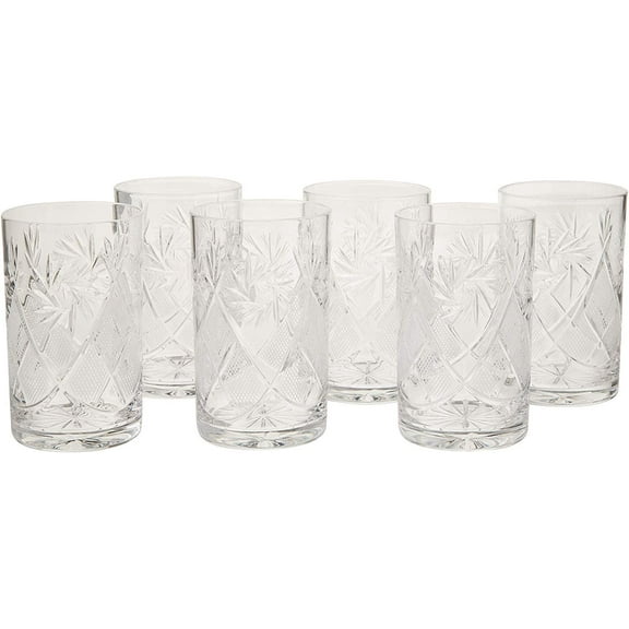 Crystal GL5107, 8 Oz Handmade Whiskey Glasses, Bourbon Tumbler, Set of 6