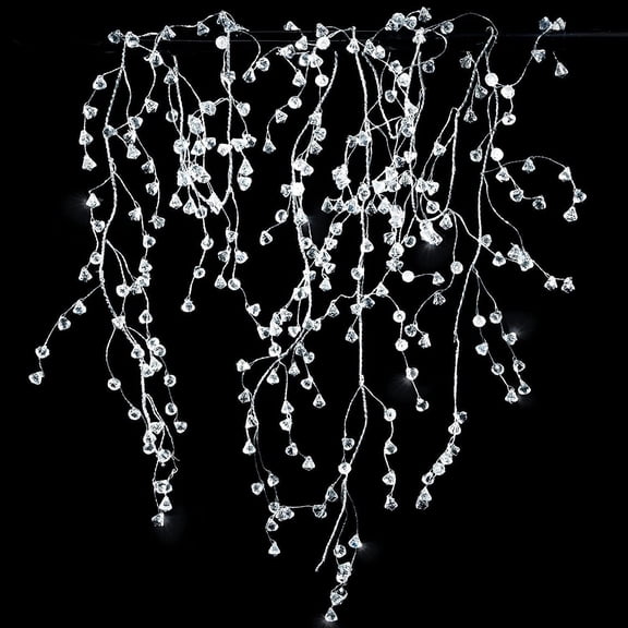 Crystal Garland Strands Clear Ice Wire Crystal Garland for Winter Wonderland Party Decorations Diamond Hanging Wedding Decoration Accents Living Room Bedroom Mantel Wreath Decor Supplies