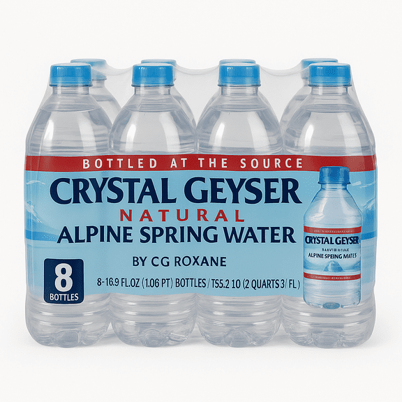 Crystal Geyser Natural Alpine Spring Water – 8 Pack (16.9 fl oz Bottles)