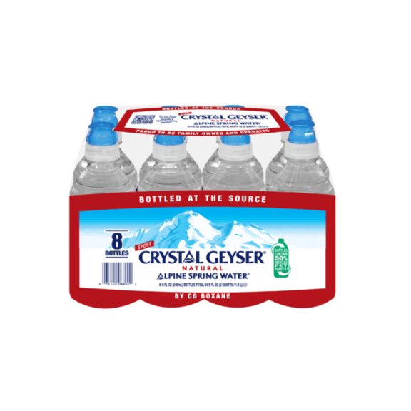 Crystal Geyser Natural Alpine Spring Water, 8 fl oz Bottles, 8 Pack