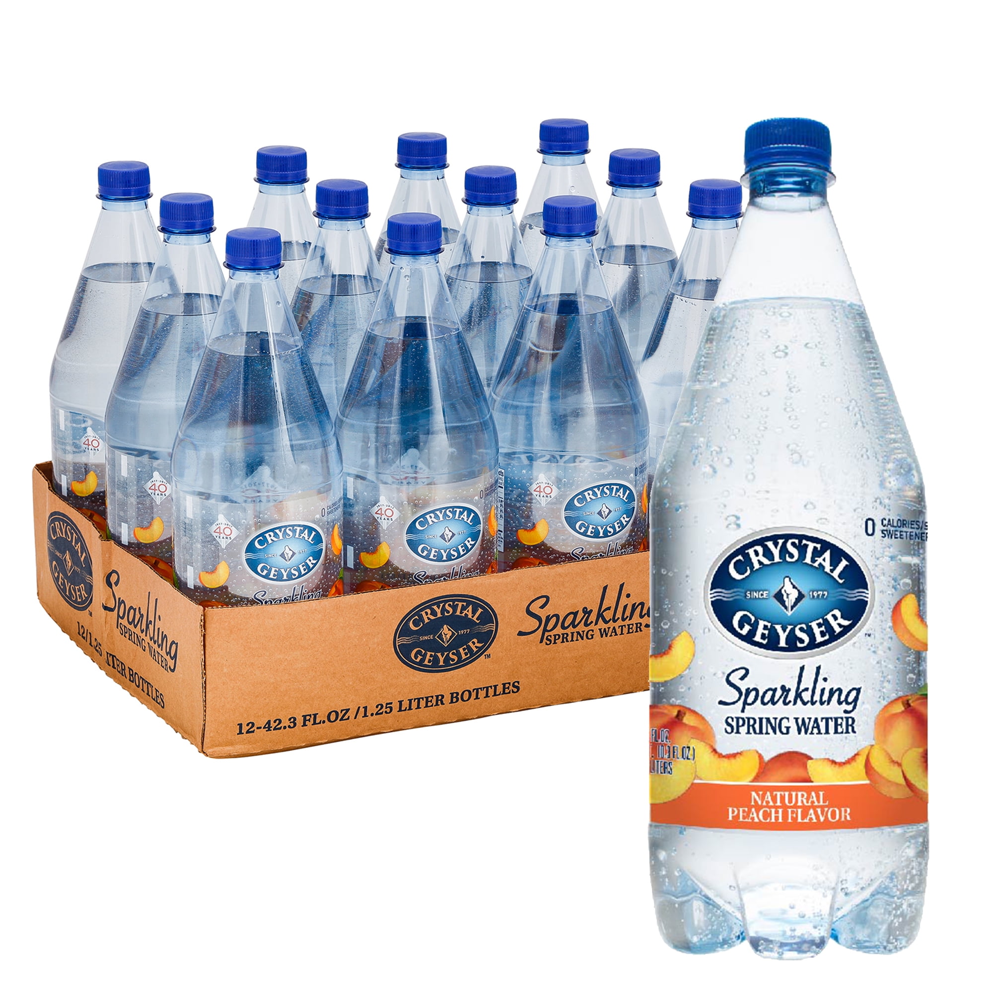 Crystal Geyser Natural Flavored Sparkling Spring Water, Peach, 12 Pack