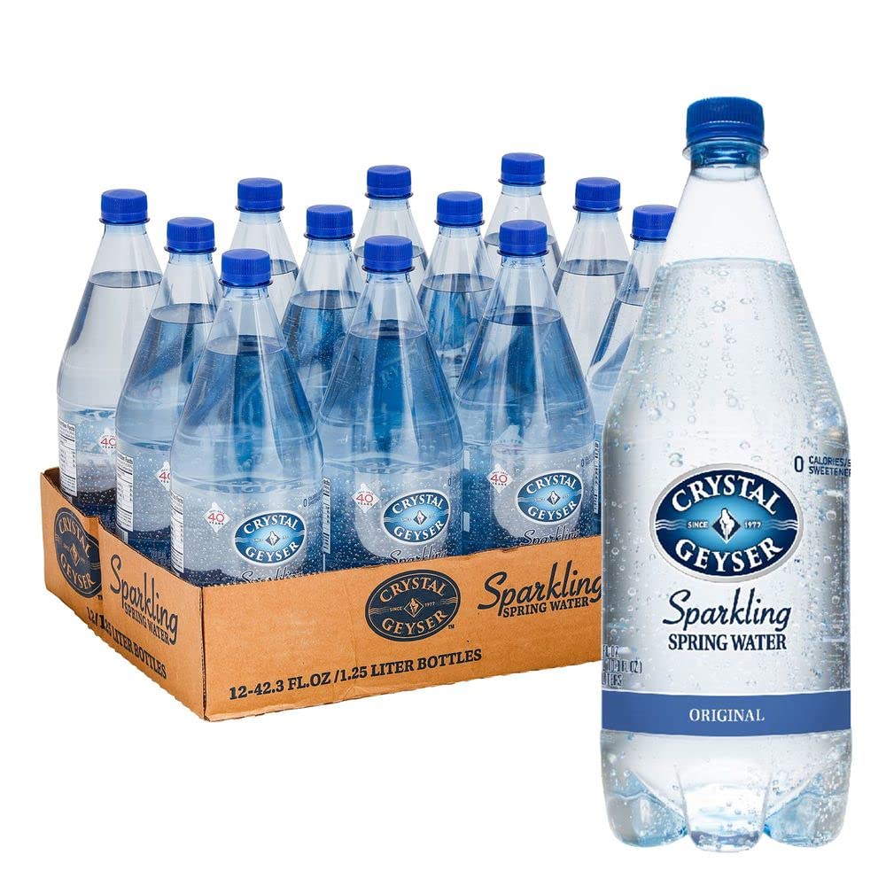 Crystal Geyser Natural Sparkling Spring Water, Unflavored, 12 Pack