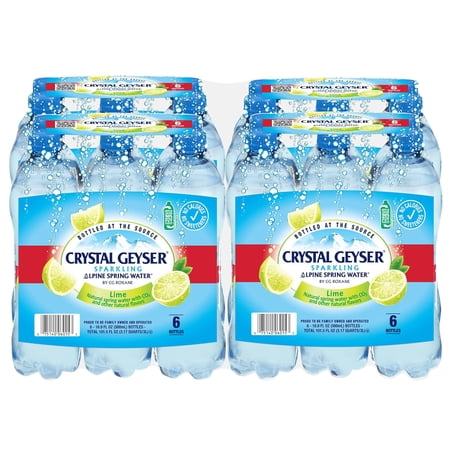 Crystal Geyser Sparkling Lime Alpine Natural Spring Water, 24-Pack, 16.9oz Bottles, Zero Calories and No Sweeteners, Naturally Flavored, Bottled at The Source