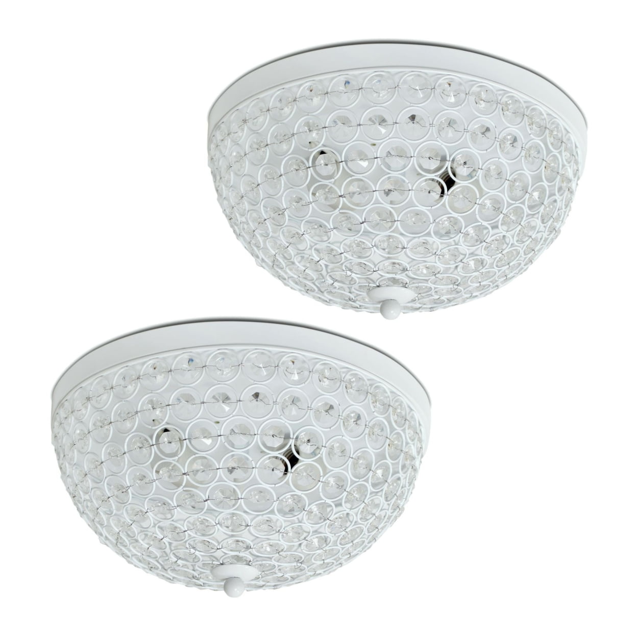 Elegant Crystal Harmony 4-Light White Flush Mount Ceiling Fixture