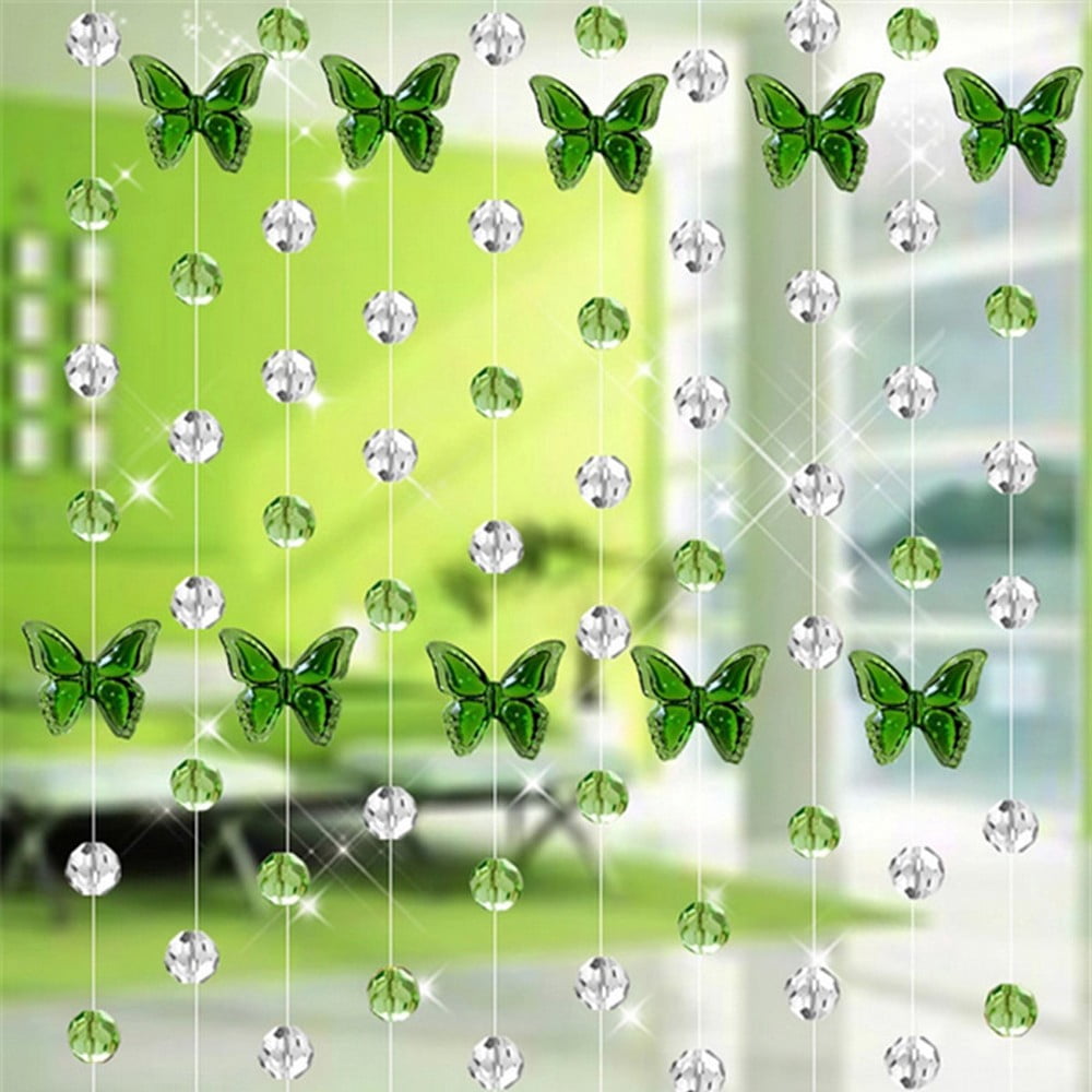 Crystal Glass Bead Curtain Luxury Living Room Bedroom Window Door Wedding Decor Green