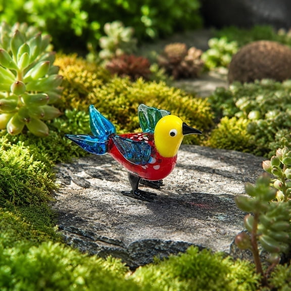 Crystal Glass Bird Figurine Ornament, Hand-Blown High-Transparency Collectible Miniature Statue, Elegant Tabletop Sculpture for Office Desk, Study and Home Decoration Gift