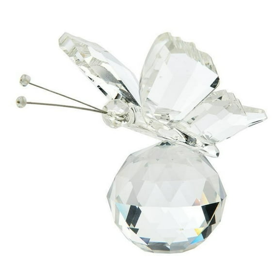 Crystal Glass Butterfly Figurine Small Animal Ornament for Bookshelf Cabinet Tabletop Home Decor Accessory